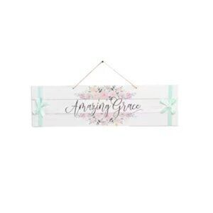 23.5-in. Hanging Horizontal Wooden Welcome Sign "Amazing Grace". It can be mount